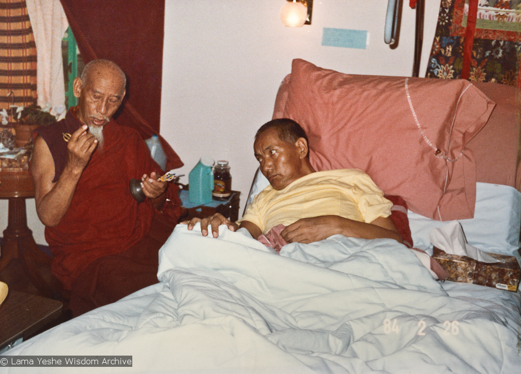 (17362_pr-2.psd) A photo of Zong Rinpoche and Lama Yeshe shortly before Lama&#039;s death, California, 1984. Photo by Lama Zopa Rinpoche.