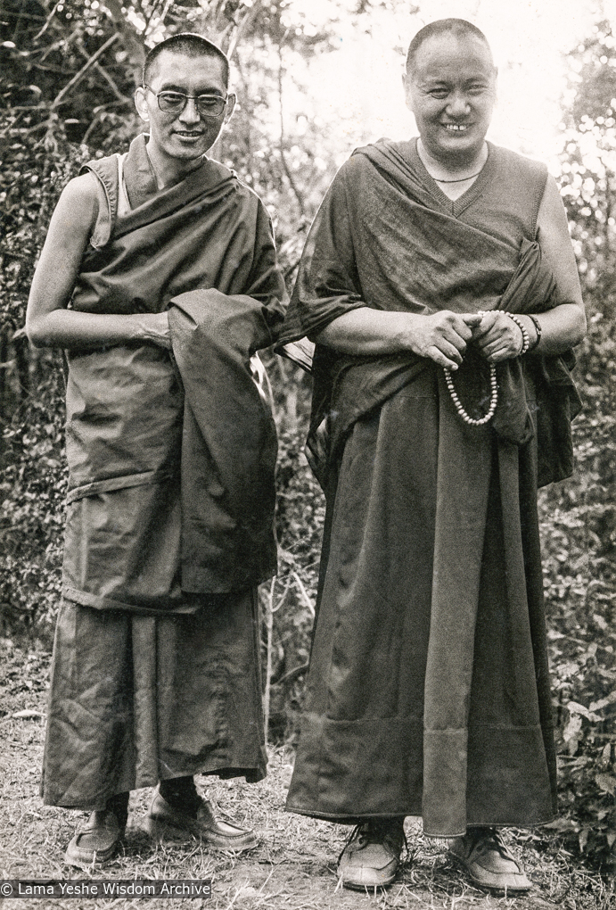 (17503_pr-3.psd) Lama Yeshe and Lama Zopa Rinpoche, Kopan Monastery, 1978. Robin Bath (photographer)