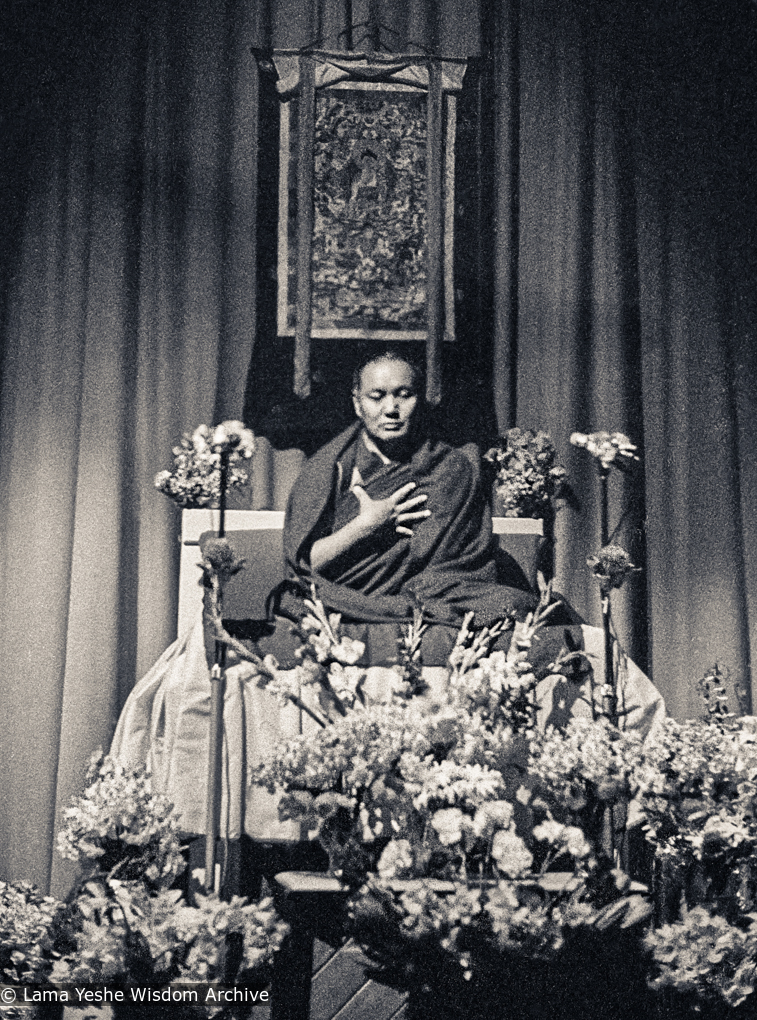 (17577_ng-3.psd) Lama giving public talk in Bendigo, Australia, 1981. Ian Green (photographer)