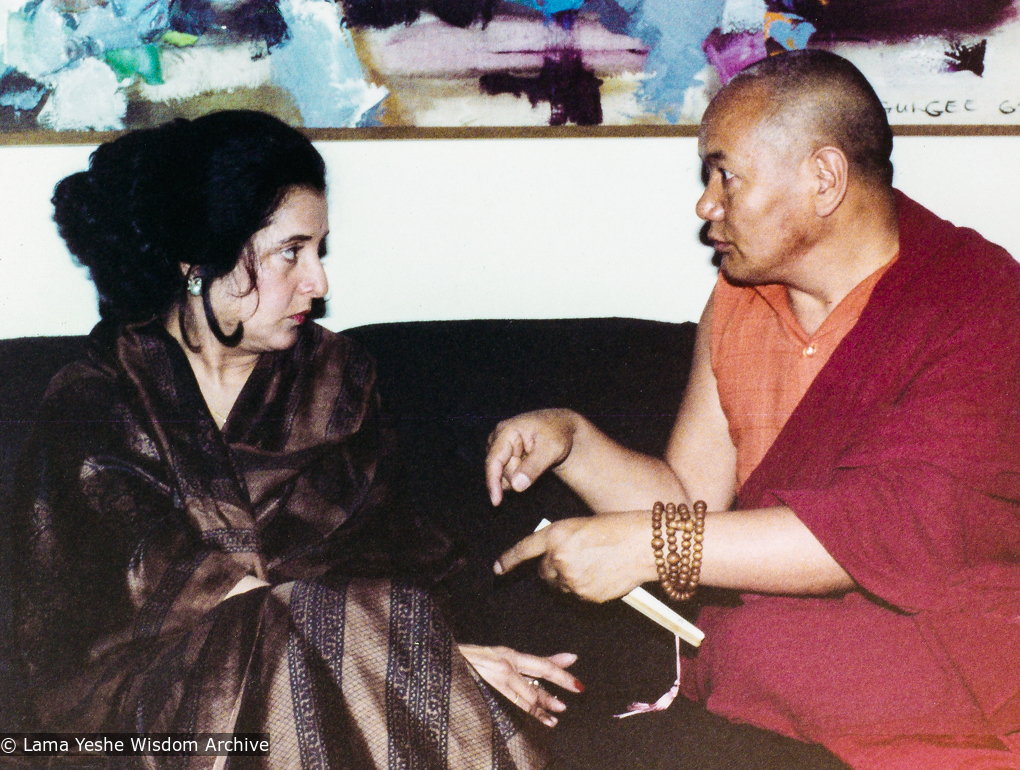 (21490_pr-3.psd) Goodie Oberoi with Lama Yeshe at the Hotel Oberoi, New Delhi,  India, 1981.