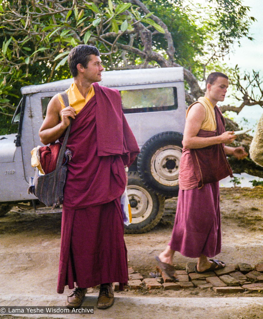 (22861_ng-3.tif) Marcel Bertels (on left) and Harry Sutton, Kopan Monastery, 1979. Ina Van Delden (photographer)