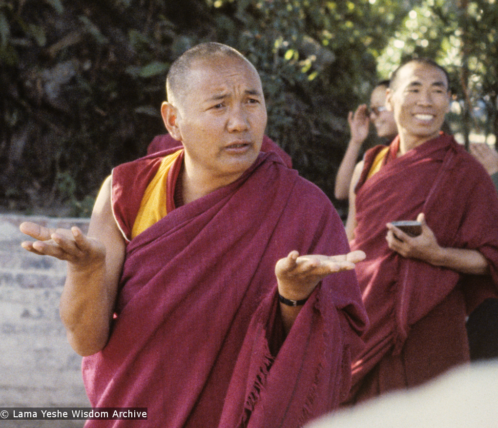 (24665_sl.TIF) Lama Yeshe at Kopan Monastery, Nepal, 1979. Geshe Doga is in the background. Jeff Nye (photographer)