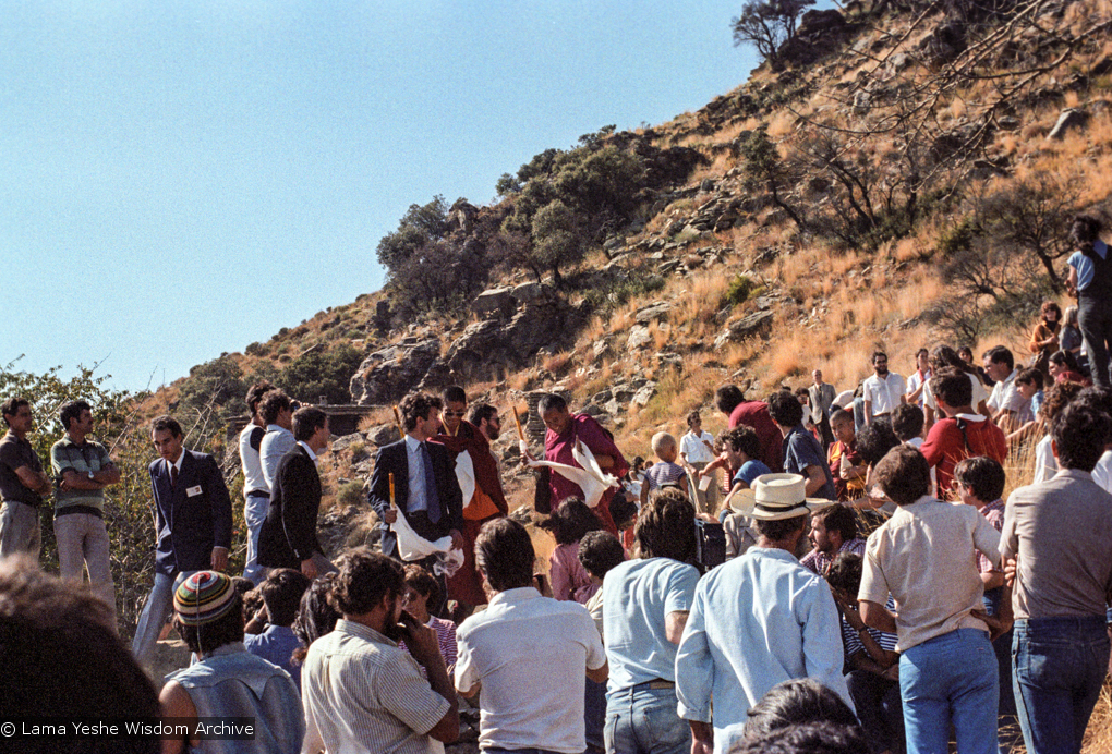 (25050_ng.TIF) Lama Yeshe at O Sel Ling. In September of 1982, H.H. Dalai Lama visited this retreat center that the lamas had just set up in Bubion, a small town near the Alpujarra mountains near Granada, Spain. At the end of His Holiness teaching he named the center O Sel Ling. Photo by Pablo Giralt de Arquer.