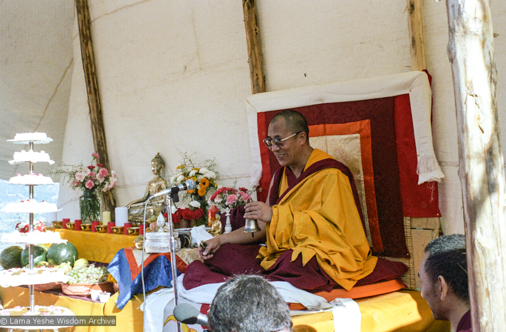 H.H. Dalai Lama at O Sel Ling, 1982