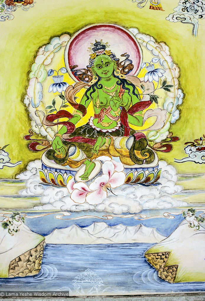 Tara thangka painted by Lama Zopa Rinpoche for Max Mathews in 1971, Kopan Monastery.