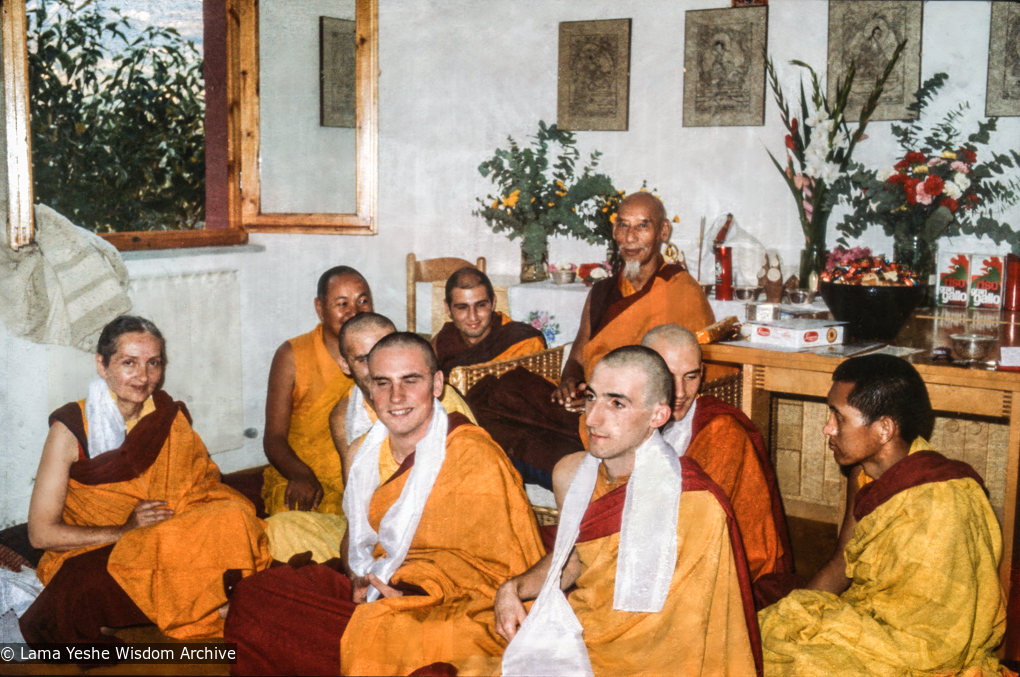 (30408_sl-3.psd) Ordination with the lamas and Zong Rinpoche, Istituto Lama Tzong Khapa, Italy, 1978.