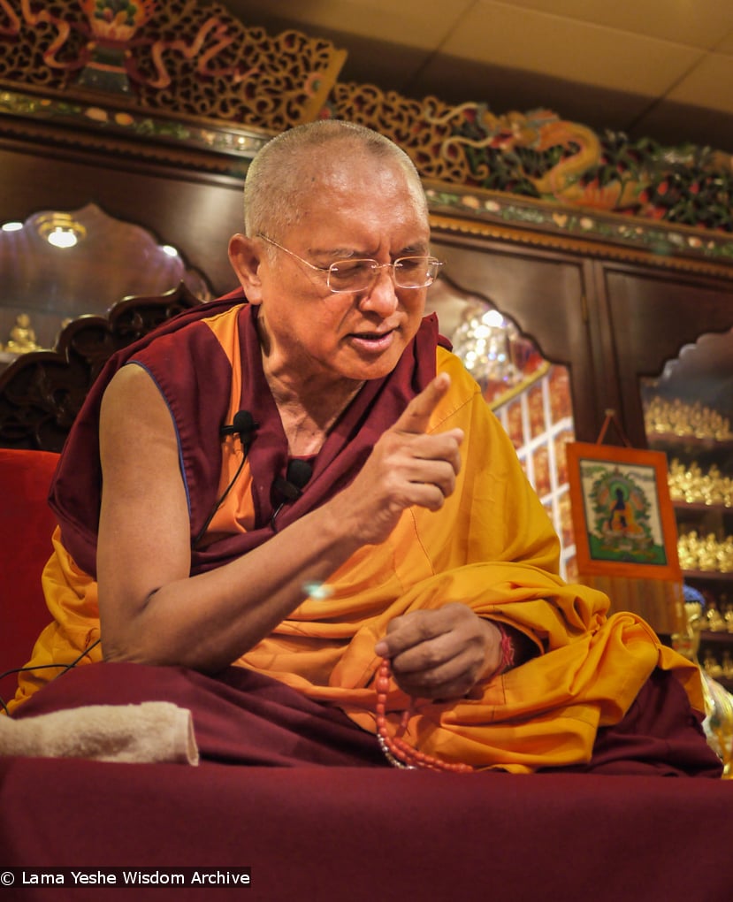 Lama Zopa Rinpoche teaching in Hong Kong, 2010. Photo by Thubten Kunsang (Henri Lopez).