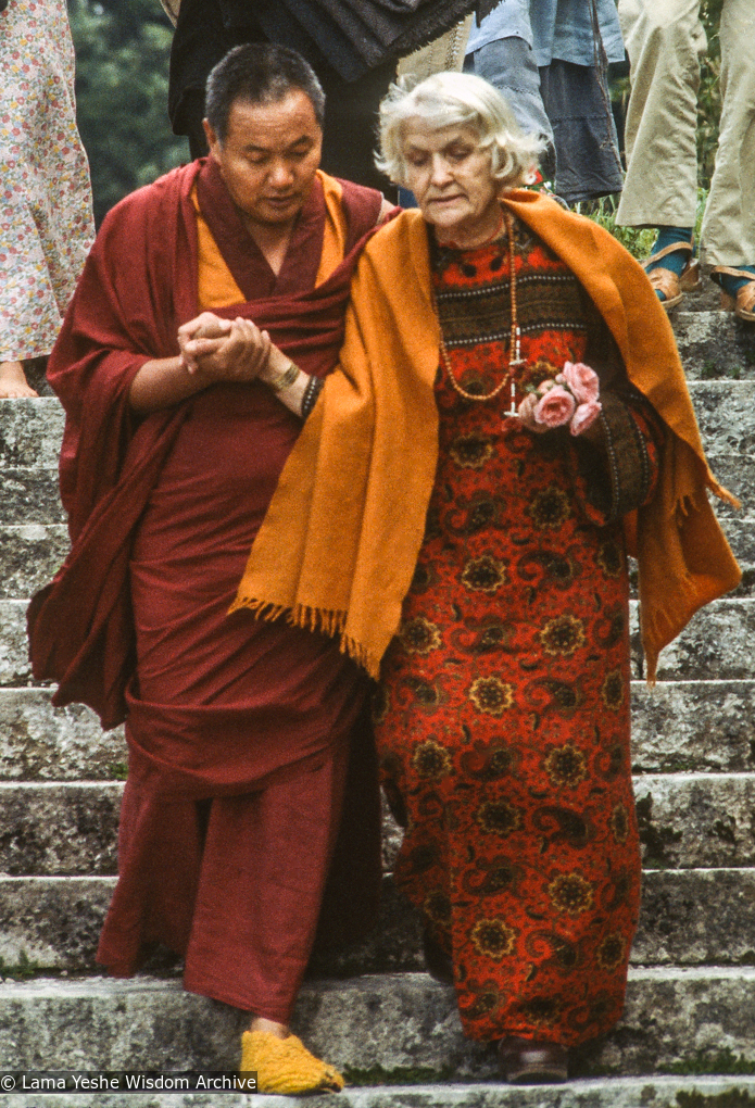(39363_sl-3.tif) Lama Yeshe with Sigrid Kremzov, Manjushri, 1978.