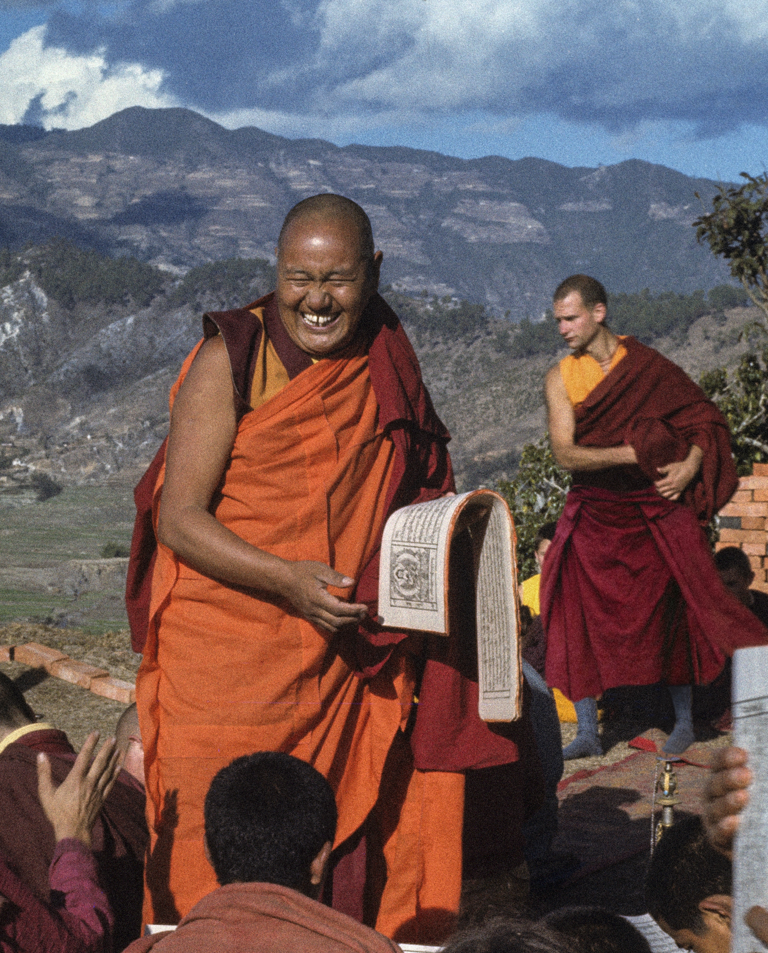 (39377_sl-3.psd) Lama Yeshe and Thubten Pelgye (John Douthitt), Kopan Monastery, 1978.