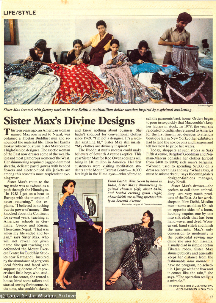 (39431_pr-3.jpg) Time Magazine article on Sister Max Mathew&#039;s fashion, September 12 1983.