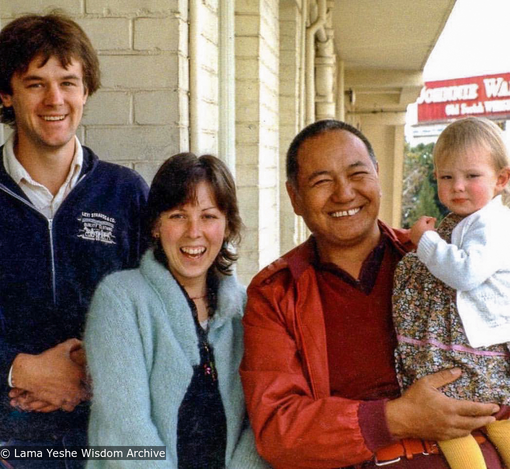 (39498_ud-3.psd) Lama Yeshe with Will, Lyndy and Sarah Jay Abram, Adelaide, Australia, 1981.