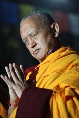 Lama Zopa Rinpoche, Root Institute, India, January 2009. Photo: Ven. Roger Kunsang.