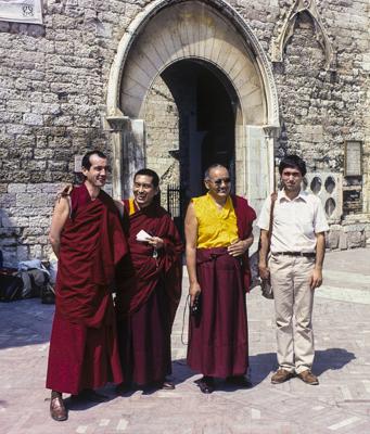 The lamas with Neil and Andrea, Assisi, 1983