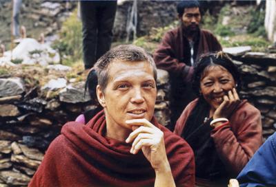 Zina Rachevsky at Lawudo Retreat Centre, Solu Khumbu, Nepal, 1969.