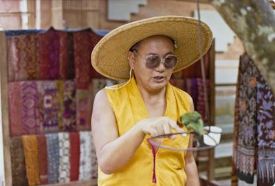 Lama with parrot, Java 1979