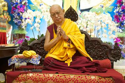 Lama Zopa Rinpoche at Amitabha Buddhist Centre, Singapore, 2016. Photo: Bill Kane.