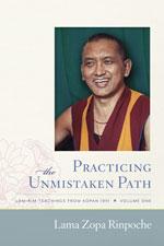 Ebook cover of Practicing the Unmistaken Path, Lamrim Teachings from Kopan 1991, Volume 1, by Lama Zopa Rinpoche.