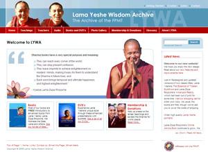 Screenshot of Lama Yeshe Wisdom Archive home page, 2008.