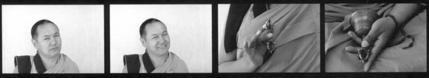 Series of four images of Lama Yeshe in 1978.