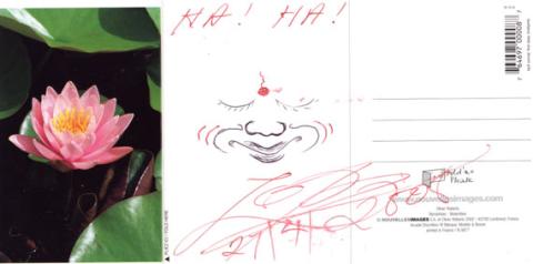 Postcard with Lama Zopa Rinpoche's illustration and signature, April 2008.