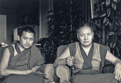 Lama Zopa Rinpoche and Lama Yeshe in Geneva, Switzerland, 1983. Photo: Ueli Minder.