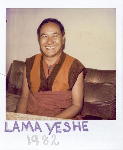 A Polaroid of Lama Yeshe at Institut Vajra Yogini, Marzens, France, 1982.