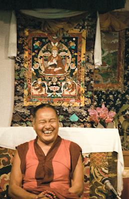 Lama Yeshe teaching at Vajrapani Institute, California, 1983. Photo: Carol Royce-Wilder.