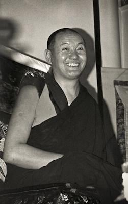 Lama Yeshe giving a public talk at Kensington Town Hall, England, 1975.