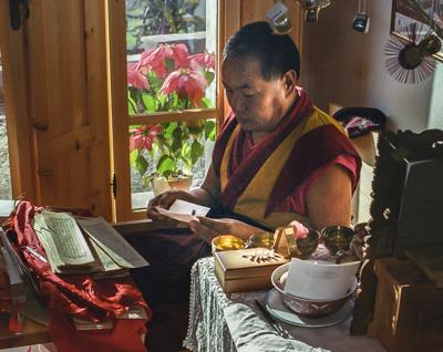 Lama Yeshe in the villetta, Istituto Lama Tzong Khapa, Pomaia, Italy, 1983.