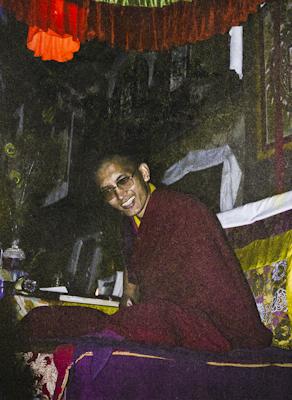 Lama Zopa Rinpoche teaching at the 8th Meditation Course at Kopan Monastery, Nepal, 1975.