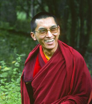 Lama Zopa Rinpoche at the end of the second Italian lamrim course held at Taceno, Italy, 1976. Photo: Peter Iseli.