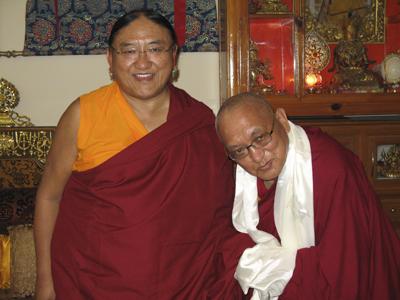 His Holiness Sakya Trizin with Lama Zopa Rinpoche. 