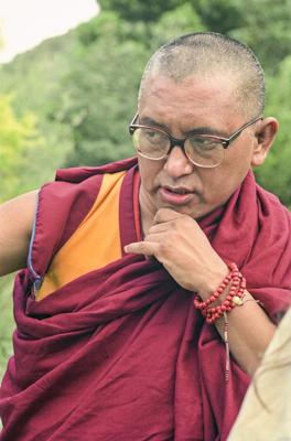 Lama Zopa Rinpoche at Chenrezig Institute, Australia, 1991.