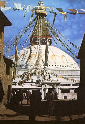 Boudhanath Stupa, photo by Dennis Heslop taken in the 1960s.