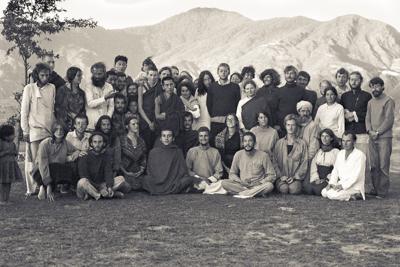 Lama Zopa Rinpoche with students at the Third Kopan Meditation Course, Kathmandu, Nepal, November 1972.