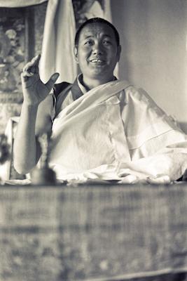 Lama Yeshe teaching at Kopan Monastery, Nepal, 1974. Photo: Ursula Bernis.