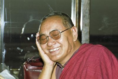 Lama Yeshe during a visit to Sweden, 1983. Photo: Holger Hjorth.