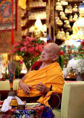 Lama Zopa Rinpoche at Mahayana Buddhist Association (Cham Tse Ling), Hong Kong, April 2016.  Photo: Lobsang Sherab. 