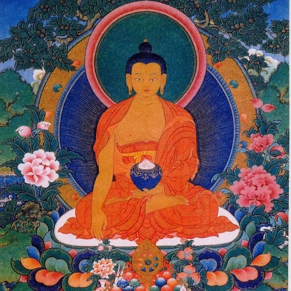 Shakyamuni Buddha thangka painted by artist Peter Iseli