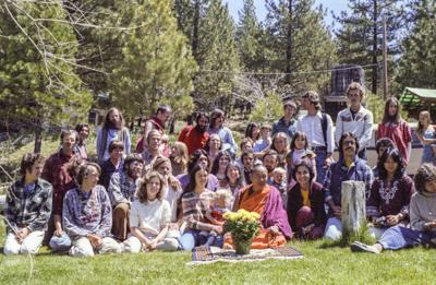 Lama Yeshe with retreat group at Grizzly Lodge, California, 1980.