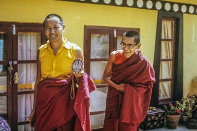Lama and Rinpoche, Kopan rooftop, 1973