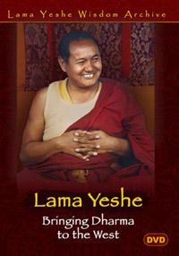 DVD cover for the Bringing Dharma to the West, featuring a photo of Lama Yeshe.