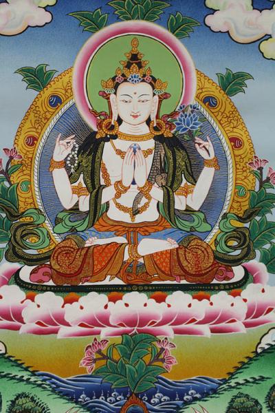 Chenrezig, painted by Nepali-Tibetan artists. Photo courtesy of FPMT.