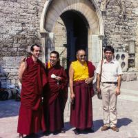 The lamas with Neil and Andrea, Assisi, 1983