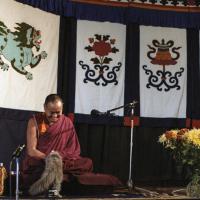 Lama teaching at Kosmos Centre, 1980