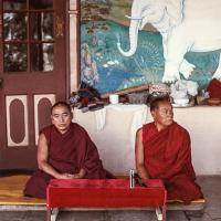 With Geshe Wangdu, Tushita-Dharamsala, 1982