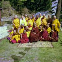 Ordination group with HH Trijang Rinpoche, 1976