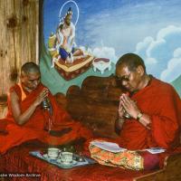 Lamas blessing Wongmo's retreat, 1983