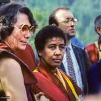 Ann, Max, Massimo, Geshe Thinley, Cecily Drucker, 1984