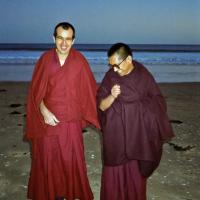 Neil and Rinpoche at the beach, 1983